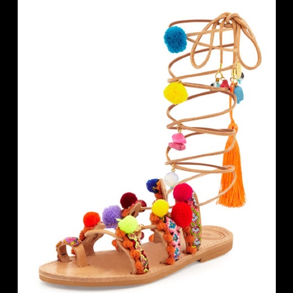 Elina Linardaki Shoes - Elina Linardaki Penny Lane Pom Pom Sandals